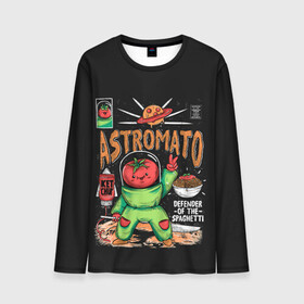 Мужской лонгслив 3D с принтом Astromato в Екатеринбурге, 100% полиэстер | длинные рукава, круглый вырез горловины, полуприлегающий силуэт | alive | astronaut | defender | food | galaxy | ketchup | monster | moon | pizza | planet | space | spaghetti | tomato | vegetable | астронавт | галактика | еда | живая | живой | защитник | кетчуп | космос | луна | монстр | овощ | пицца | планета | помидор