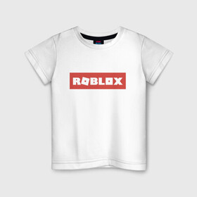 Детская футболка хлопок с принтом Roblox в Екатеринбурге, 100% хлопок | круглый вырез горловины, полуприлегающий силуэт, длина до линии бедер | game | gamer | logo | minecraft | roblox | simulator | игра | конструктор | лого | симулятор | строительство | фигура