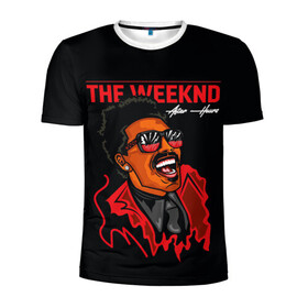 Мужская футболка 3D спортивная с принтом The Weeknd - After Hours в Екатеринбурге, 100% полиэстер с улучшенными характеристиками | приталенный силуэт, круглая горловина, широкие плечи, сужается к линии бедра | blinding lights | music | pop | star boy | the weekend | the weeknd | музыка | уикенд