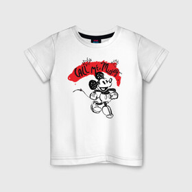 Детская футболка хлопок с принтом call me mickey в Екатеринбурге, 100% хлопок | круглый вырез горловины, полуприлегающий силуэт, длина до линии бедер | disney | mickey mouse | дисней | микки маус