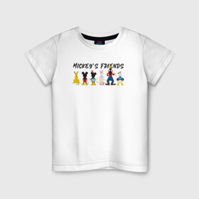 Детская футболка хлопок с принтом Друзья микки в Екатеринбурге, 100% хлопок | круглый вырез горловины, полуприлегающий силуэт, длина до линии бедер | disney | mickey mouse | дисней | микки маус
