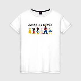Женская футболка хлопок с принтом Друзья микки в Екатеринбурге, 100% хлопок | прямой крой, круглый вырез горловины, длина до линии бедер, слегка спущенное плечо | disney | mickey mouse | дисней | микки маус