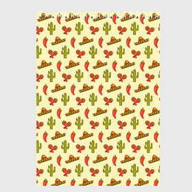 Скетчбук с принтом Мексиканский фон в Екатеринбурге, 100% бумага
 | 48 листов, плотность листов — 100 г/м2, плотность картонной обложки — 250 г/м2. Листы скреплены сверху удобной пружинной спиралью | Тематика изображения на принте: background | cactus | hat | maracas | mexican background | mexico | pattern | pepper | sombrero | texture | кактус | маракасы | мексика | мексиканский фон | паттерн | перец | сомбреро | текстура | фон | шляпа