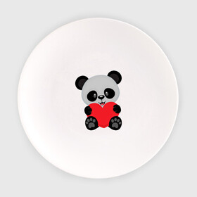 Тарелка с принтом Love Панда в Екатеринбурге, фарфор | диаметр - 210 мм
диаметр для нанесения принта - 120 мм | маленькая панда | медвежонок | панда | сердце | черно белый медведь
