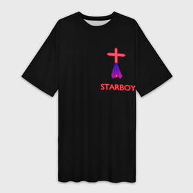 Платье-футболка 3D с принтом STARBOY   The Weeknd в Екатеринбурге,  |  | Тематика изображения на принте: blinding lights | music | pop | star boy | the weekend | the weeknd | музыка | уикенд