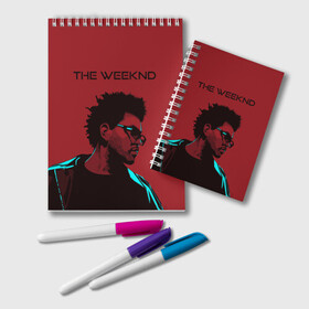 Блокнот с принтом the weeknd в Екатеринбурге, 100% бумага | 48 листов, плотность листов — 60 г/м2, плотность картонной обложки — 250 г/м2. Листы скреплены удобной пружинной спиралью. Цвет линий — светло-серый
 | Тематика изображения на принте: blinding lights | music | pop | star boy | the weekend | the weeknd | музыка | уикенд