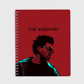 Тетрадь с принтом the weeknd в Екатеринбурге, 100% бумага | 48 листов, плотность листов — 60 г/м2, плотность картонной обложки — 250 г/м2. Листы скреплены сбоку удобной пружинной спиралью. Уголки страниц и обложки скругленные. Цвет линий — светло-серый
 | Тематика изображения на принте: blinding lights | music | pop | star boy | the weekend | the weeknd | музыка | уикенд