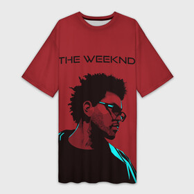 Платье-футболка 3D с принтом the weeknd в Екатеринбурге,  |  | Тематика изображения на принте: blinding lights | music | pop | star boy | the weekend | the weeknd | музыка | уикенд