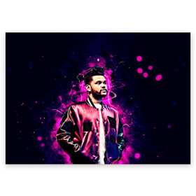 Поздравительная открытка с принтом The Weeknd в Екатеринбурге, 100% бумага | плотность бумаги 280 г/м2, матовая, на обратной стороне линовка и место для марки
 | Тематика изображения на принте: blinding lights | music | pop | star boy | the weekend | the weeknd | музыка | уикенд