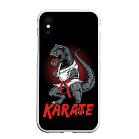 Чехол для iPhone XS Max матовый с принтом KARATE T-REX в Екатеринбурге, Силикон | Область печати: задняя сторона чехла, без боковых панелей | animal | dinosaur | fight | fighter | hunter | karate | red | sport | strong | t rex | боец | бои | динозавр | карате | сила | спорт | тиранозавр | хищник