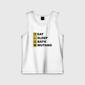 Детская майка хлопок с принтом Eat, Sleep, Bath, Wu-Tang в Екатеринбурге,  |  | Тематика изображения на принте: black | gza | hip hop | method man | music | new york | odb | old school | rap | rza | wu tang | wu tang clan | аудио | винил | ву тэнг | граффити | диджей | кассета | микрофон | музыка | нью йорк | пластинка | рэп | рэпер | хип хоп