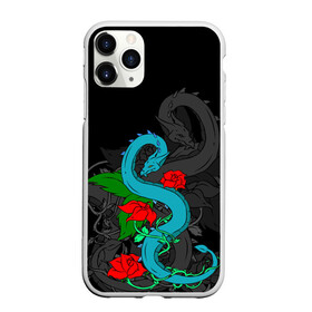 Чехол для iPhone 11 Pro матовый с принтом Дракон и Розы в Екатеринбурге, Силикон |  | dragon | rose | дракон | животные | змея | монстр | природа | растения | розы | узор | цветы