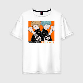 Женская футболка хлопок Oversize с принтом Tokyo Revengers в Екатеринбурге, 100% хлопок | свободный крой, круглый ворот, спущенный рукав, длина до линии бедер
 | anime | tokyo revengers | аниме | манга | токийские мстители