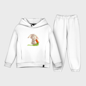 Детский костюм хлопок Oversize с принтом Солнышко с морковкой в Екатеринбурге,  |  | животное | зайчик | заяц | зверь | кролик | морковка | пушистый | серый зайка | уши | хвост