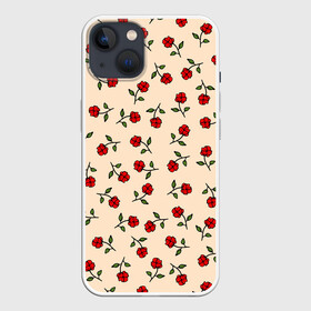 Чехол для iPhone 13 с принтом Прованс из роз в Екатеринбурге,  |  | flowers | girls | red roses | roses | vintage | букет | бутоны | винтаж | девушкам | женщинам | красные розы | красные цветы | листья | нарисованные цветы | подарок | природа | прованс | розы | узор | цветочный принт