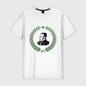Мужская футболка хлопок Slim с принтом Макс Штирнер в Екатеринбурге, 92% хлопок, 8% лайкра | приталенный силуэт, круглый вырез ворота, длина до линии бедра, короткий рукав | anarchy | spook | stirner | анархизм | исторические личности | философы | штирнер