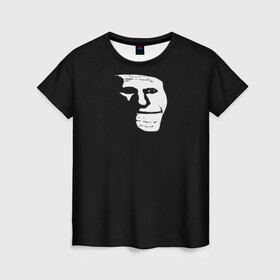 Женская футболка 3D с принтом Троллфейс в Екатеринбурге, 100% полиэфир ( синтетическое хлопкоподобное полотно) | прямой крой, круглый вырез горловины, длина до линии бедер | cursed | trollface | безысходность | мемы | черно белый
