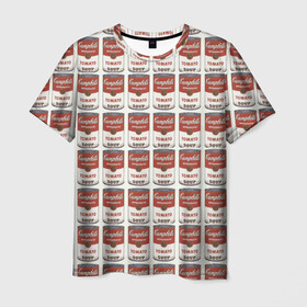 Мужская футболка 3D с принтом Суп как искусство в Екатеринбурге, 100% полиэфир | прямой крой, круглый вырез горловины, длина до линии бедер | Тематика изображения на принте: банки | суп | томат | томатный суп | энди уорхолл