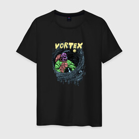 Мужская футболка хлопок с принтом Vortex (colorful)  в Екатеринбурге, 100% хлопок | прямой крой, круглый вырез горловины, длина до линии бедер, слегка спущенное плечо. | skull | астронавт | звезды | космонавт | космос | кости | скелет | череп