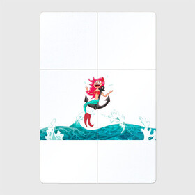 Магнитный плакат 2Х3 с принтом Русалка на якоре в Екатеринбурге, Полимерный материал с магнитным слоем | 6 деталей размером 9*9 см | водолей | волна | волны | девочка | девчонка | море | мультик | мультфильм | океан | русалка | русалочка | рыба | рыбка | улыбка | хвост | хвостик | якорь