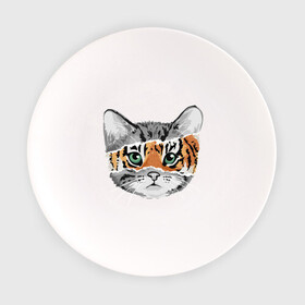 Тарелка с принтом Тигровый гот в Екатеринбурге, фарфор | диаметр - 210 мм
диаметр для нанесения принта - 120 мм | глаза усы | животные | звери | киса | кот | котик | пушистый | рыжий | серий | тигр | уши