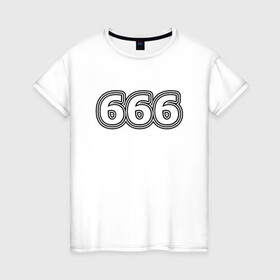 Женская футболка хлопок с принтом 666 в Екатеринбурге, 100% хлопок | прямой крой, круглый вырез горловины, длина до линии бедер, слегка спущенное плечо | 666 | апокалипсис | дъявол | число | шесть