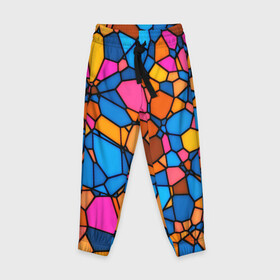 Детские брюки 3D с принтом Mosaic в Екатеринбурге, 100% полиэстер | манжеты по низу, эластичный пояс регулируется шнурком, по бокам два кармана без застежек, внутренняя часть кармана из мелкой сетки | mosaic | мозаика | стекло | текстура