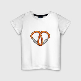 Детская футболка хлопок с принтом Carabiners love в Екатеринбурге, 100% хлопок | круглый вырез горловины, полуприлегающий силуэт, длина до линии бедер | carabiners | gwaenor | love | альпинизм | карабин | любовь | сердце | скалолазание