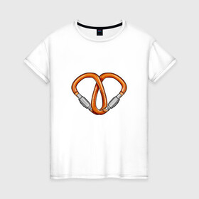 Женская футболка хлопок с принтом Carabiners love в Екатеринбурге, 100% хлопок | прямой крой, круглый вырез горловины, длина до линии бедер, слегка спущенное плечо | carabiners | gwaenor | love | альпинизм | карабин | любовь | сердце | скалолазание