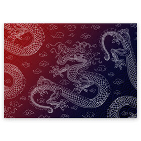 Поздравительная открытка с принтом Традиционный китайский дракон в Екатеринбурге, 100% бумага | плотность бумаги 280 г/м2, матовая, на обратной стороне линовка и место для марки
 | азиатский дракон | дракон | китайский дракон | традиционный | традиционный азиатский дракон | традиционный дракон | традиционный китайский дракон | традиционный японский дракон
