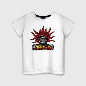 Детская футболка хлопок с принтом Элизиум череп с табличкой в Екатеринбурге, 100% хлопок | круглый вырез горловины, полуприлегающий силуэт, длина до линии бедер | elysium | skull | анархия | панк | рок | табличка | череп | элизиум