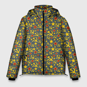 Мужская зимняя куртка 3D с принтом Серп и Молот в Екатеринбурге, верх — 100% полиэстер; подкладка — 100% полиэстер; утеплитель — 100% полиэстер | длина ниже бедра, свободный силуэт Оверсайз. Есть воротник-стойка, отстегивающийся капюшон и ветрозащитная планка. 

Боковые карманы с листочкой на кнопках и внутренний карман на молнии. | 1 мая | russia | ussr | коммунизм | комсомол | красная звезда | красный октябрь | ленин | партия | пионер | родина | рожден в ссср | россия | серп и молот | совдеп | советский союз | советское государство