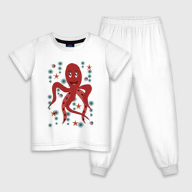 Детская пижама хлопок с принтом Осьминог в Екатеринбурге, 100% хлопок |  брюки и футболка прямого кроя, без карманов, на брюках мягкая резинка на поясе и по низу штанин
 | морская живность | морское чудовище | осьминог | подводный мир | щупальца осьминога