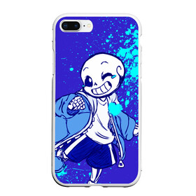 Чехол для iPhone 7Plus/8 Plus матовый с принтом UNDERTALE SANS BLUE в Екатеринбурге, Силикон | Область печати: задняя сторона чехла, без боковых панелей | Тематика изображения на принте: sans | undertale | андертале | андертейл | гтвукефду | игра | подземная история | подземная сказка | санс | ундертале