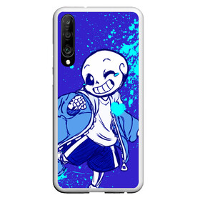 Чехол для Honor P30 с принтом UNDERTALE SANS BLUE в Екатеринбурге, Силикон | Область печати: задняя сторона чехла, без боковых панелей | Тематика изображения на принте: sans | undertale | андертале | андертейл | гтвукефду | игра | подземная история | подземная сказка | санс | ундертале