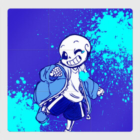 Магнитный плакат 3Х3 с принтом UNDERTALE SANS BLUE в Екатеринбурге, Полимерный материал с магнитным слоем | 9 деталей размером 9*9 см | sans | undertale | андертале | андертейл | гтвукефду | игра | подземная история | подземная сказка | санс | ундертале