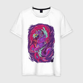 Мужская футболка хлопок с принтом Разноцветный феникс в Екатеринбурге, 100% хлопок | прямой крой, круглый вырез горловины, длина до линии бедер, слегка спущенное плечо. | colorful | иллюстрация | огненная птица | птица | феникс