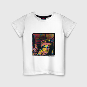 Детская футболка хлопок с принтом Andy Warhol в Екатеринбурге, 100% хлопок | круглый вырез горловины, полуприлегающий силуэт, длина до линии бедер | знаменитость | картина. | поп арт | статуя свободы | энди уорхол