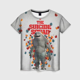 Женская футболка 3D с принтом TSS | King Shark в Екатеринбурге, 100% полиэфир ( синтетическое хлопкоподобное полотно) | прямой крой, круглый вырез горловины, длина до линии бедер | king shark | nanaue | suicide squad | the suicide squad | vdzabma | кинг шарк | король акул | король акула | нэнуэ