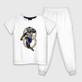 Детская пижама хлопок с принтом Тайская панда в Екатеринбурге, 100% хлопок |  брюки и футболка прямого кроя, без карманов, на брюках мягкая резинка на поясе и по низу штанин
 | боец | бой | иллюстрация | муай тай | тайский бокс