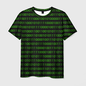 Мужская футболка 3D с принтом Двоичный код в Екатеринбурге, 100% полиэфир | прямой крой, круглый вырез горловины, длина до линии бедер | Тематика изображения на принте: binary code | code | programming | двоичный код | код | нули и единицы | программирование