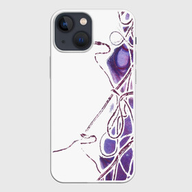 Чехол для iPhone 13 mini с принтом Фиолетовые нити в Екатеринбурге,  |  | абстракция | акварель | асимметрия | верёвки | морские узлы | нити | фиолетовый