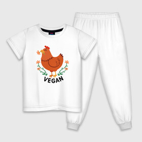 Детская пижама хлопок с принтом Vegan Chicken в Екатеринбурге, 100% хлопок |  брюки и футболка прямого кроя, без карманов, на брюках мягкая резинка на поясе и по низу штанин
 | green | greenpaece | nature | sport | vegan | yoga | веган | вегетарианец | гринпис | еда | животные | жизнь | здоровье | зеленый | йога | курица | мир | овощи | пища | планета | природа | растение | спорт | тело | фрукты