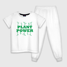 Детская пижама хлопок с принтом Plant Power в Екатеринбурге, 100% хлопок |  брюки и футболка прямого кроя, без карманов, на брюках мягкая резинка на поясе и по низу штанин
 | green | greenpaece | nature | sport | vegan | yoga | веган | вегетарианец | гринпис | еда | животные | жизнь | здоровье | зеленый | йога | мир | овощи | пища | планета | природа | растение | спорт | тело | фрукты
