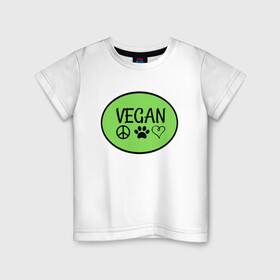 Детская футболка хлопок с принтом Vegan Family в Екатеринбурге, 100% хлопок | круглый вырез горловины, полуприлегающий силуэт, длина до линии бедер | Тематика изображения на принте: green | greenpaece | nature | sport | vegan | yoga | веган | вегетарианец | гринпис | еда | животные | жизнь | здоровье | зеленый | йога | мир | овощи | пища | планета | природа | растение | спорт | тело | фрукты