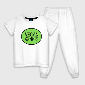 Детская пижама хлопок с принтом Vegan Family в Екатеринбурге, 100% хлопок |  брюки и футболка прямого кроя, без карманов, на брюках мягкая резинка на поясе и по низу штанин
 | green | greenpaece | nature | sport | vegan | yoga | веган | вегетарианец | гринпис | еда | животные | жизнь | здоровье | зеленый | йога | мир | овощи | пища | планета | природа | растение | спорт | тело | фрукты