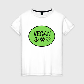 Женская футболка хлопок с принтом Vegan Family в Екатеринбурге, 100% хлопок | прямой крой, круглый вырез горловины, длина до линии бедер, слегка спущенное плечо | green | greenpaece | nature | sport | vegan | yoga | веган | вегетарианец | гринпис | еда | животные | жизнь | здоровье | зеленый | йога | мир | овощи | пища | планета | природа | растение | спорт | тело | фрукты