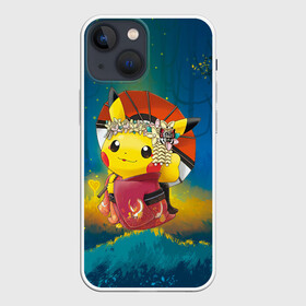 Чехол для iPhone 13 mini с принтом Пикачу гейша в Екатеринбурге,  |  | anime | picachu | pikachu | аниме | милый | пика | пикачу | покебол | покемон