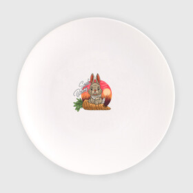 Тарелка с принтом Sweet Bunny в Екатеринбурге, фарфор | диаметр - 210 мм
диаметр для нанесения принта - 120 мм | закат | иллюстрация | крольченок | морковь | сладкий кролик