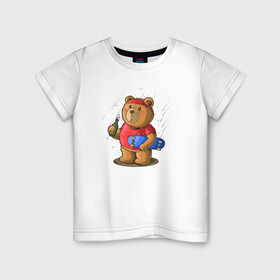 Детская футболка хлопок с принтом Газировка и медведь в Екатеринбурге, 100% хлопок | круглый вырез горловины, полуприлегающий силуэт, длина до линии бедер | bear | газировка | иллюстрация | мишка | скейтборд